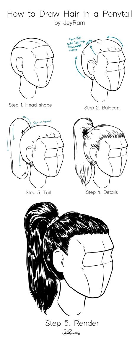 easy ponytail drawing reference.